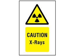 Caution x-rays symbol and text safety sign.