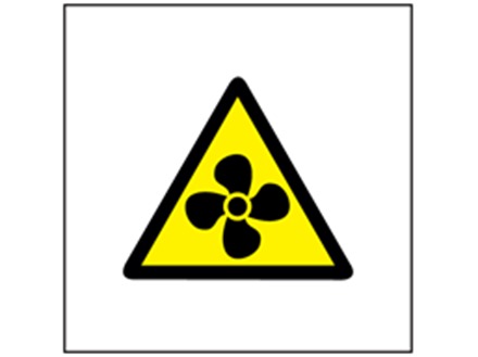 Fan hazard symbol safety sign.