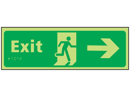 Exit arrow right photoluminescent sign.