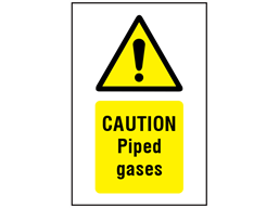 Caution Piped gases symbol and text safety sign.