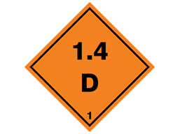 Explosive 1.4 D hazard warning diamond sign