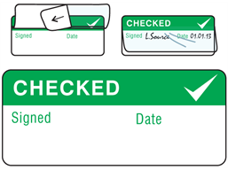 Checked write and seal labels.