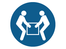 Two person handling symbol label