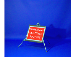 Pedestrians use other footway roll up road sign