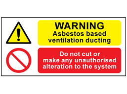 Warning asbestos based ventilation ducting, do not cut safety sign.