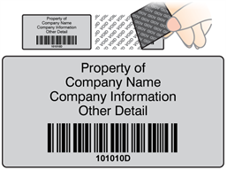 Scanmark tamper evident barcode label (black text), 38mm x 76mm