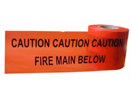 Caution fire main below tape.