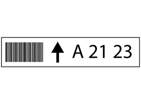 Barcode, Arrow, Text