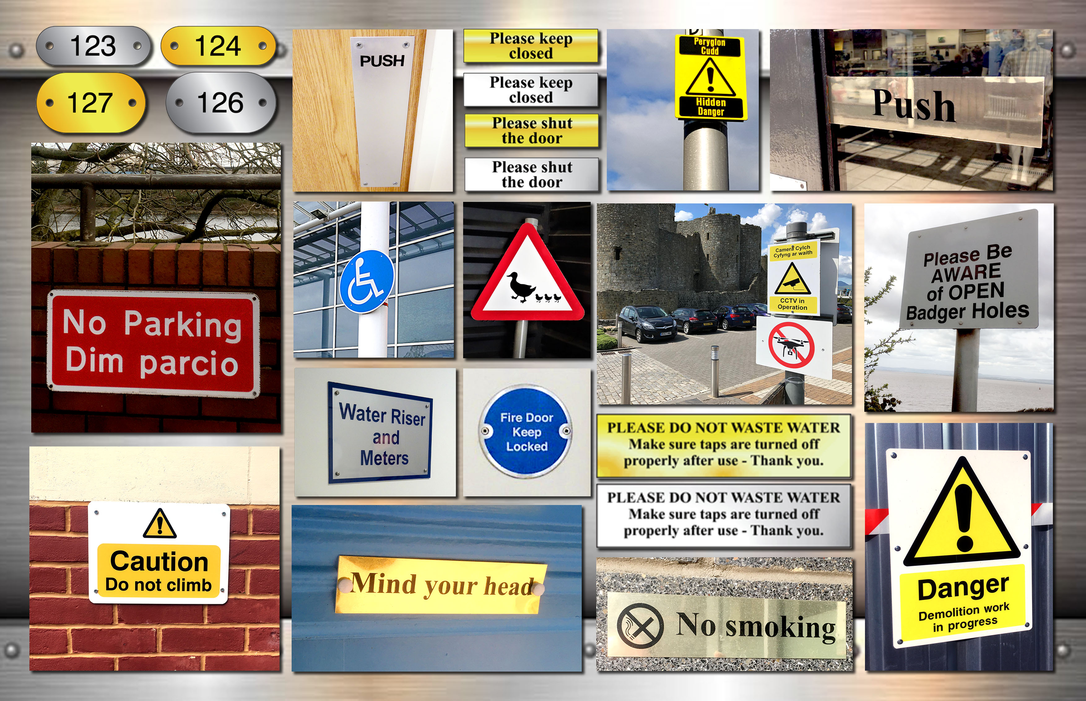 images of various metal signs