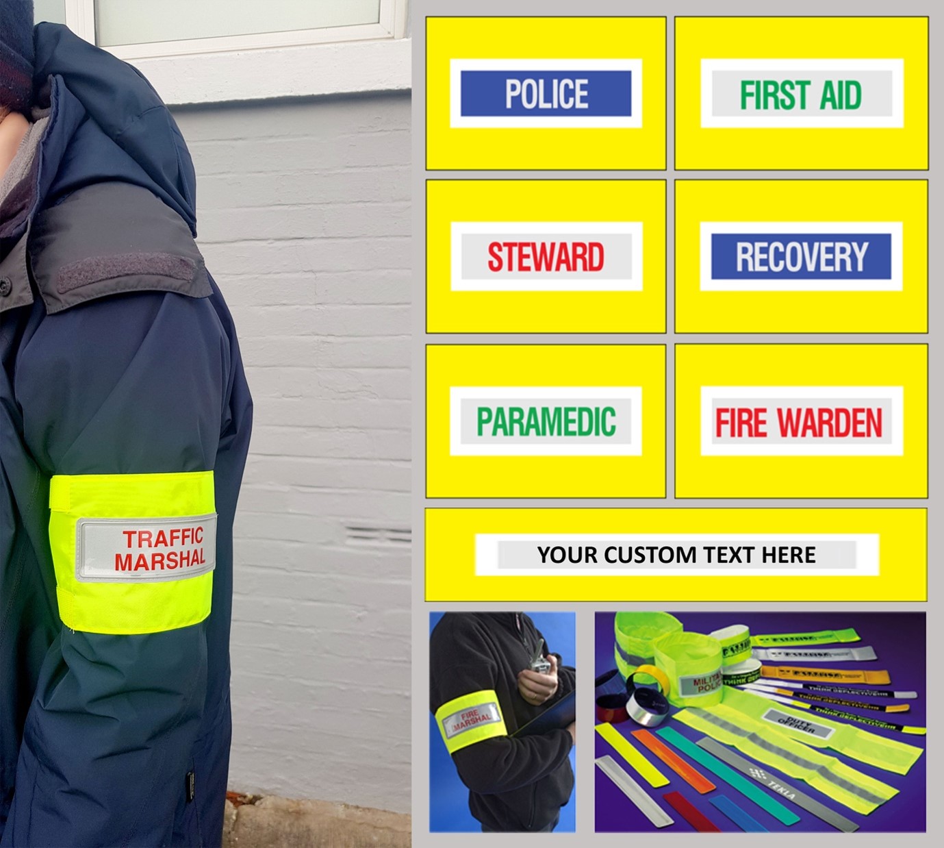 Image of different types of reflective armbands
