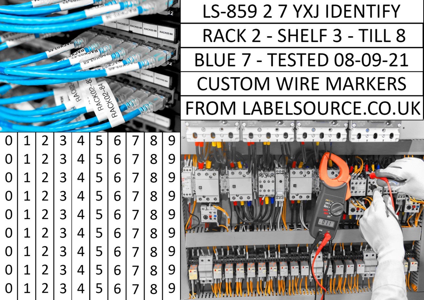 image of alphabetical and numerical wire markers