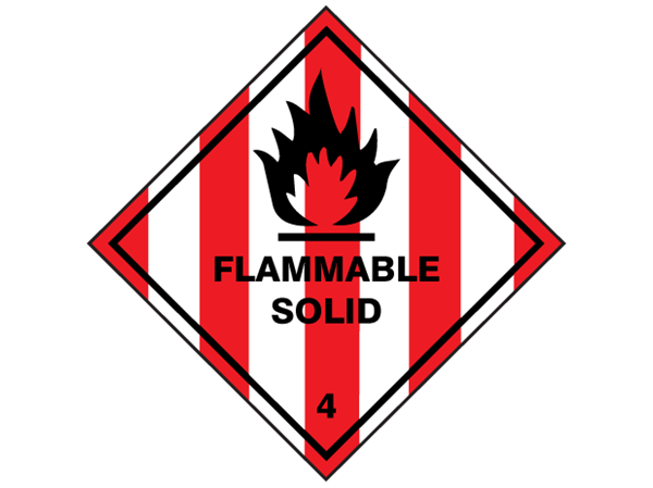 Pack of 4 Hazard warning diamonds 250mm x 250mm various labels available 