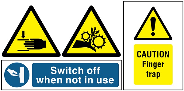Machinery hazard signs