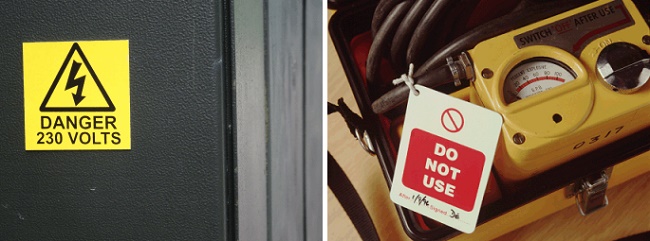 Safety labels for machines
