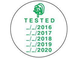 Tested Label for Electrical Plug with Annual Test Dates